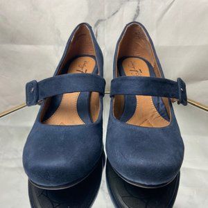 Vintage 7 Eight Suede Navy Blue Mary Jane's